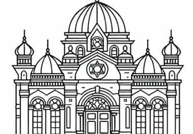 Ausmalbild einer Synagoge als Malvorlage gratis