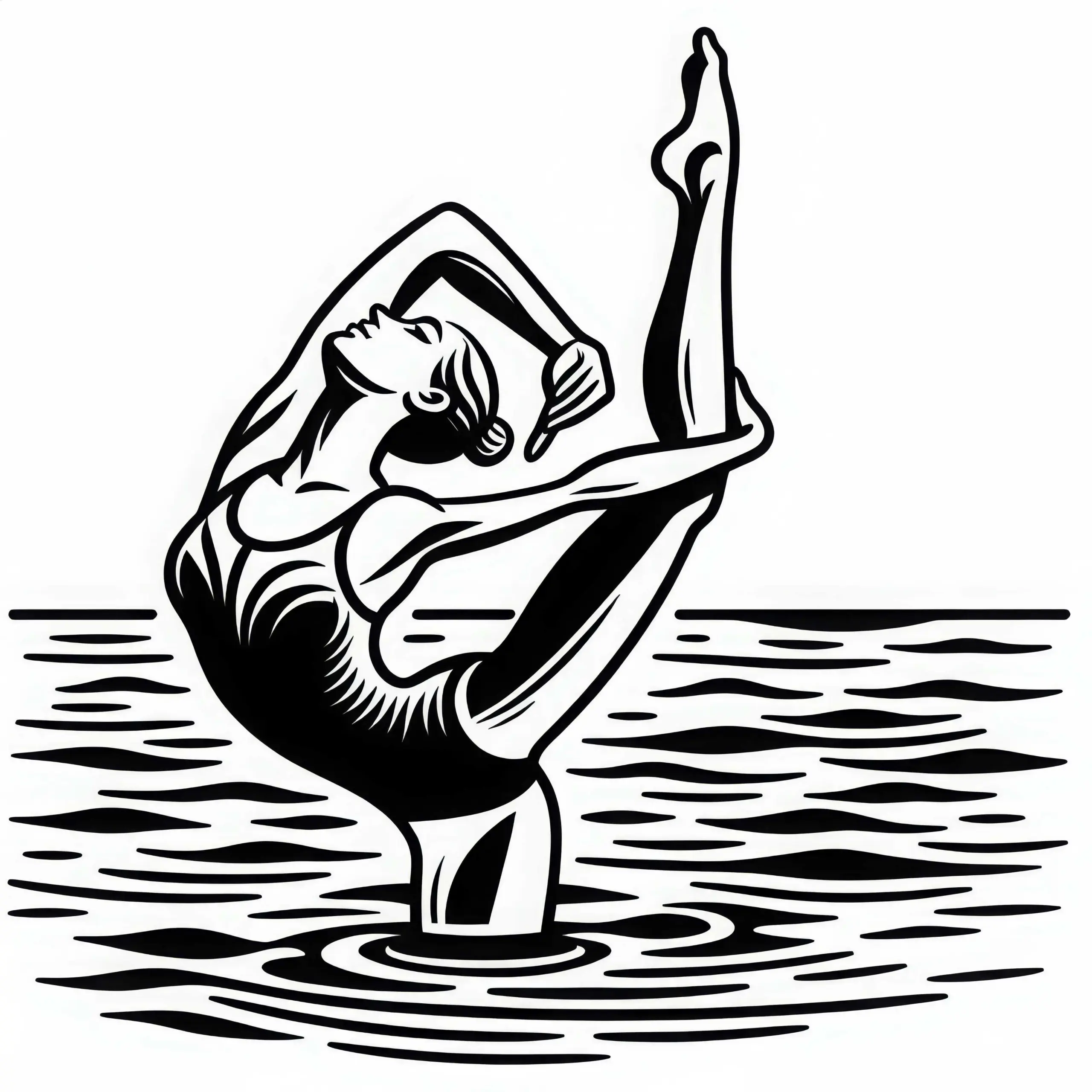 Synchronschwimmerin Malvorlage Einfach Kostenlos (Ausmalbild)
