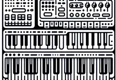 Ausmalbild Synthesizer – kostenloses Tasteninstrument