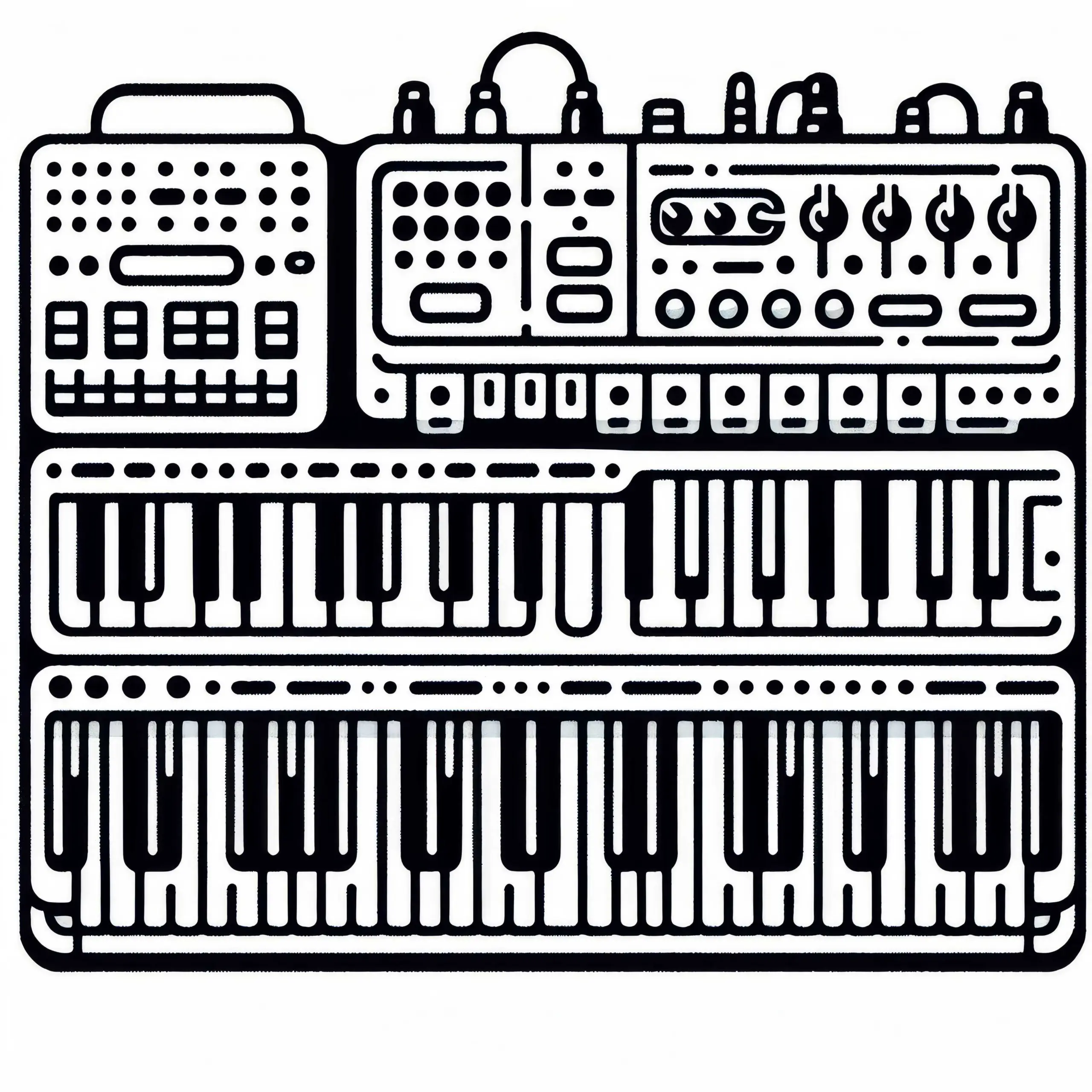 Ausmalbild Synthesizer – kostenloses Tasteninstrument