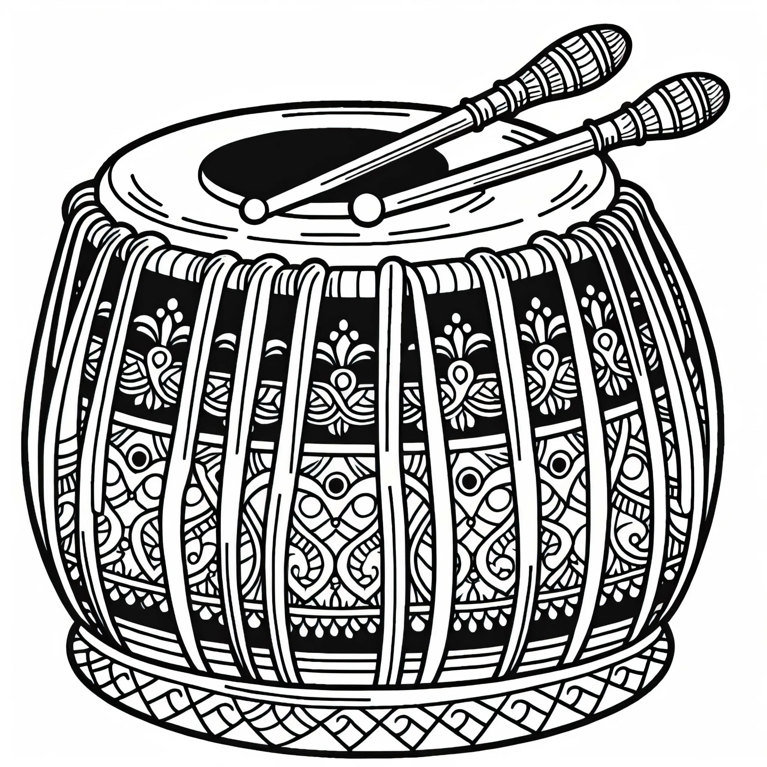 Ausmalbild eines traditionellen Instruments – kostenlos herunterladen
