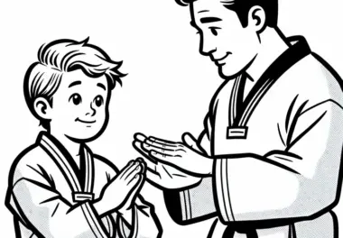 Taekwondo Schüler und Meister Ausmalbild Kostenlos