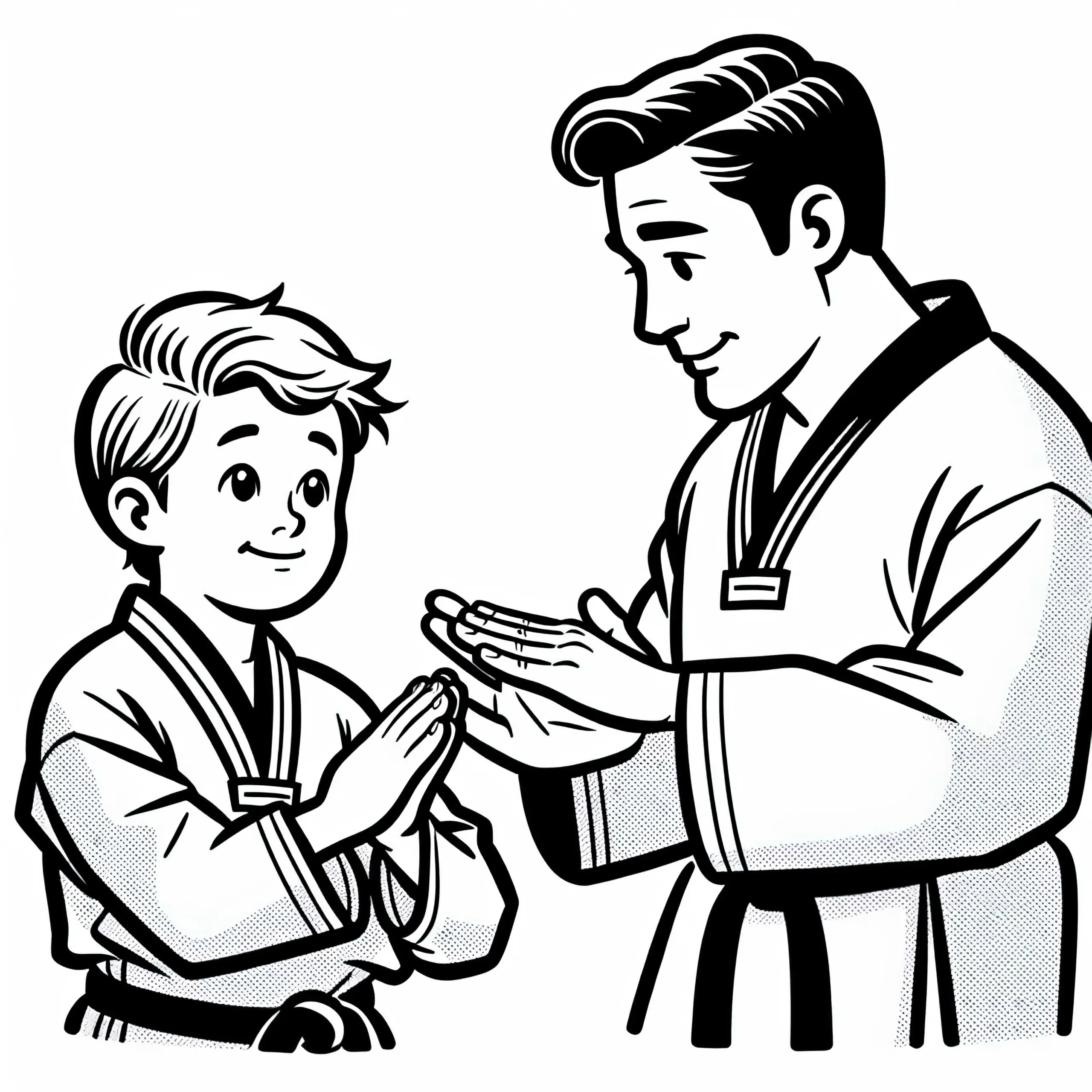 Taekwondo Schüler und Meister Ausmalbild Kostenlos