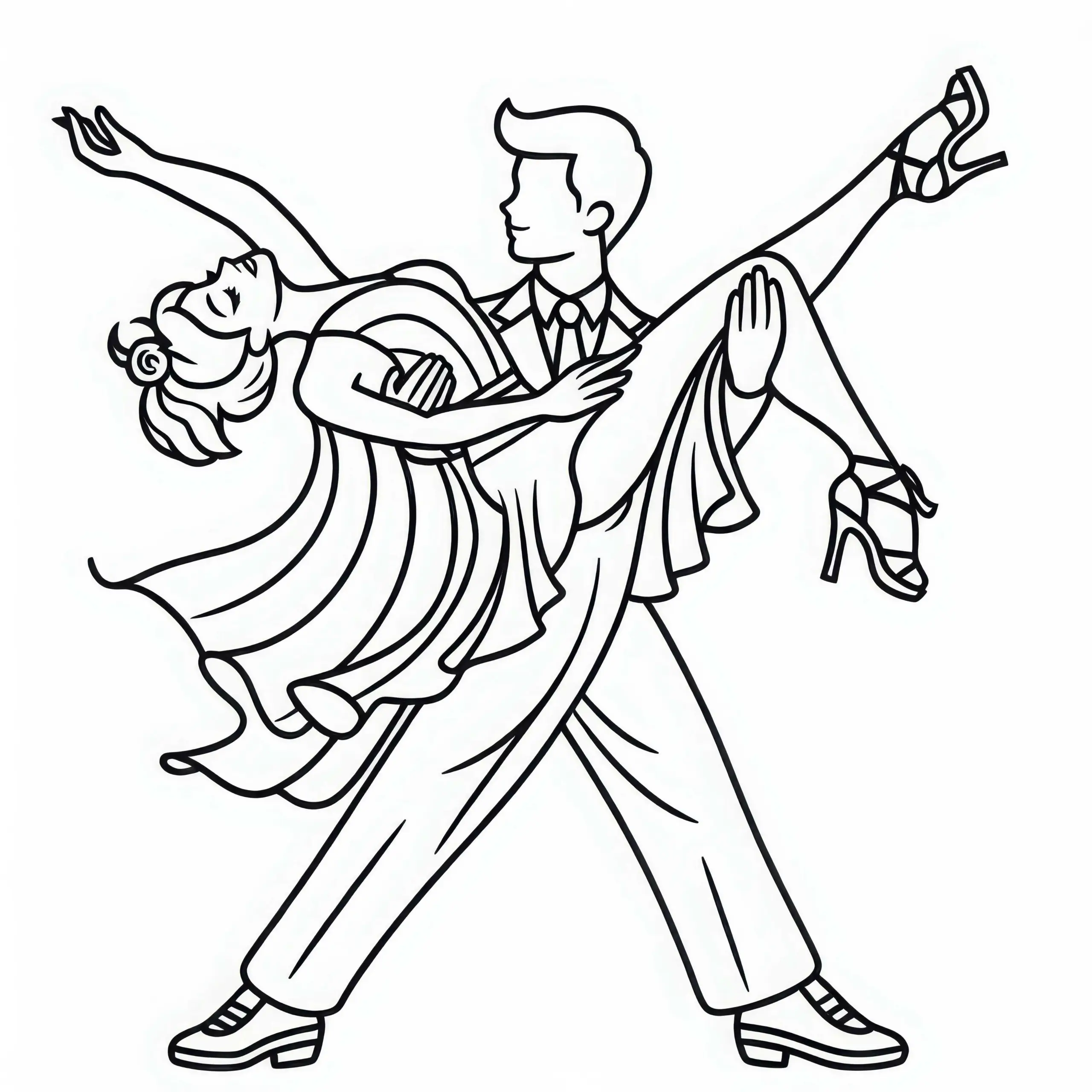 Tänzer, der Partnerin in die Luft hebt – Ausmalbild gratis
