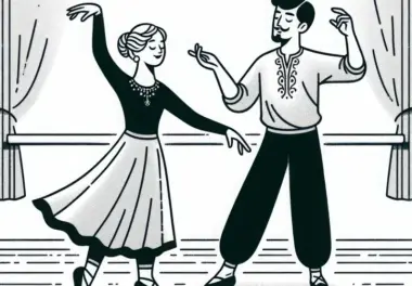 Tänzerin bei Tanzprobe mit Choreografen – Malvorlage kostenlos