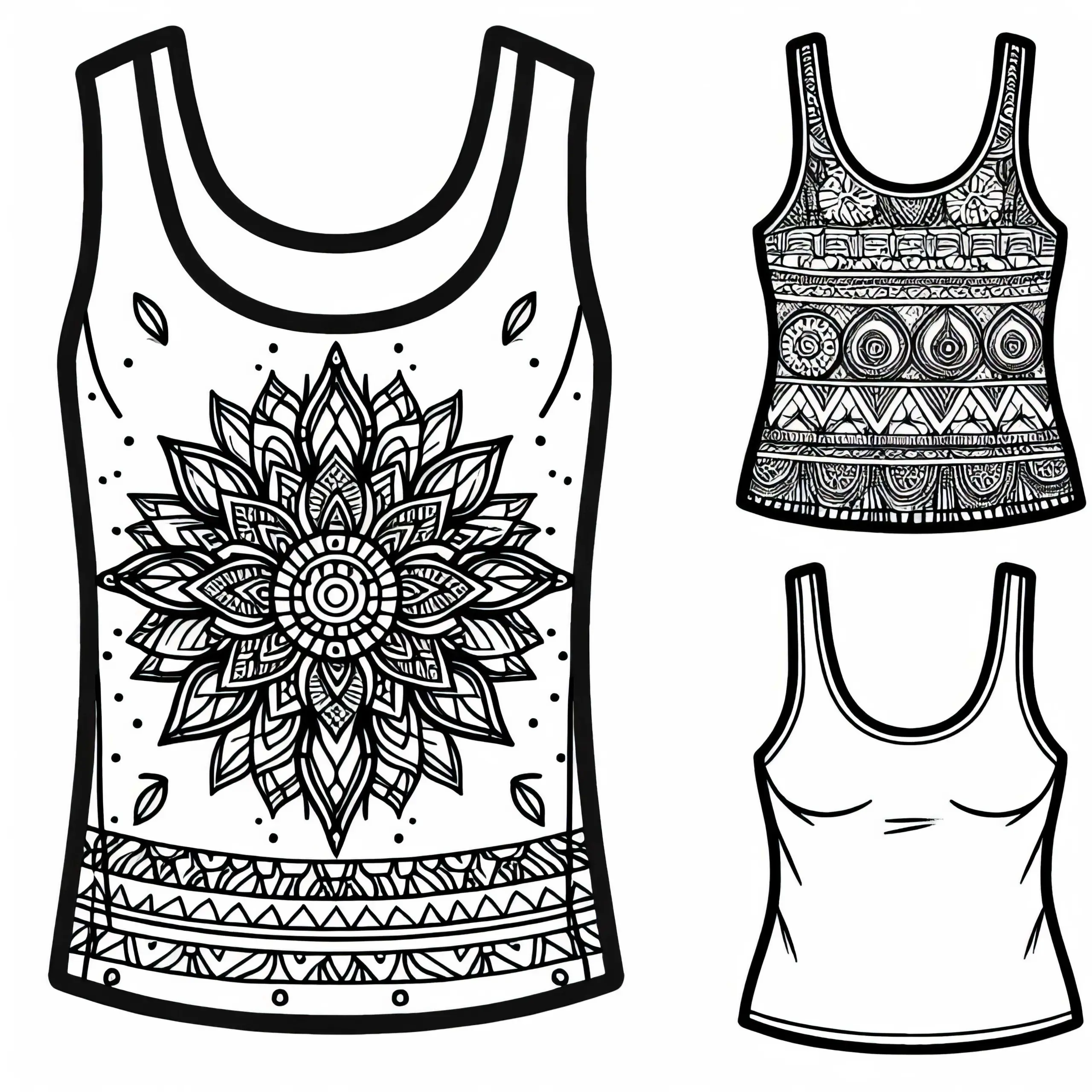 Kostenlose Malvorlage eines Tanktops zur Verwendung für Kleidung (Ausmalbild)