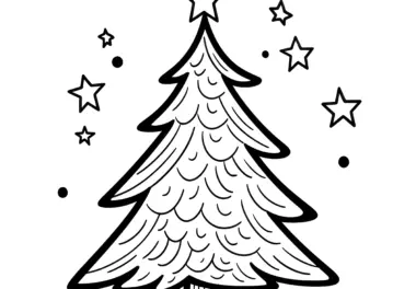 Tannenbaum: einfache Malvorlage für Kinder