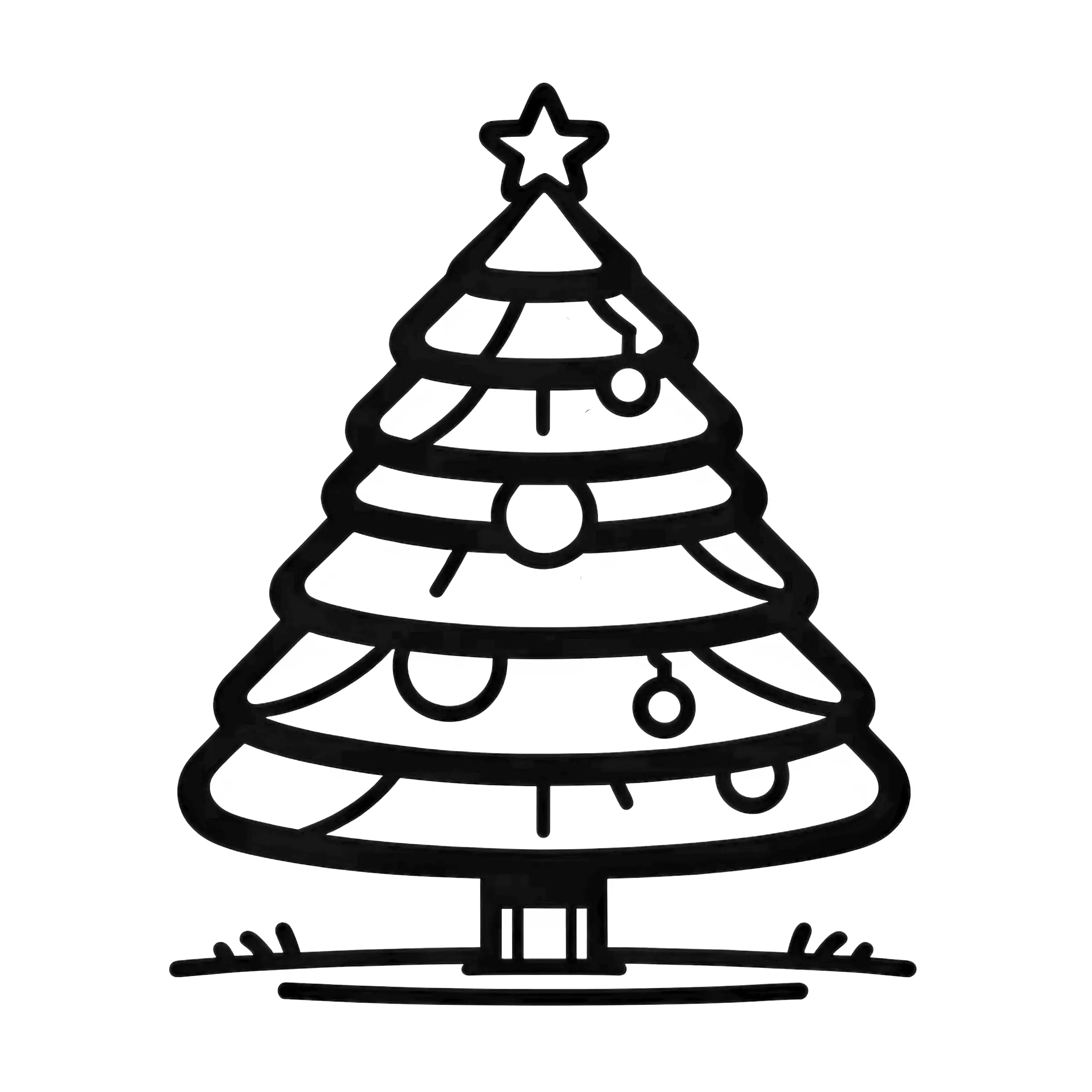 Tannenbaum an Weihnachten: einfaches Ausmalbild