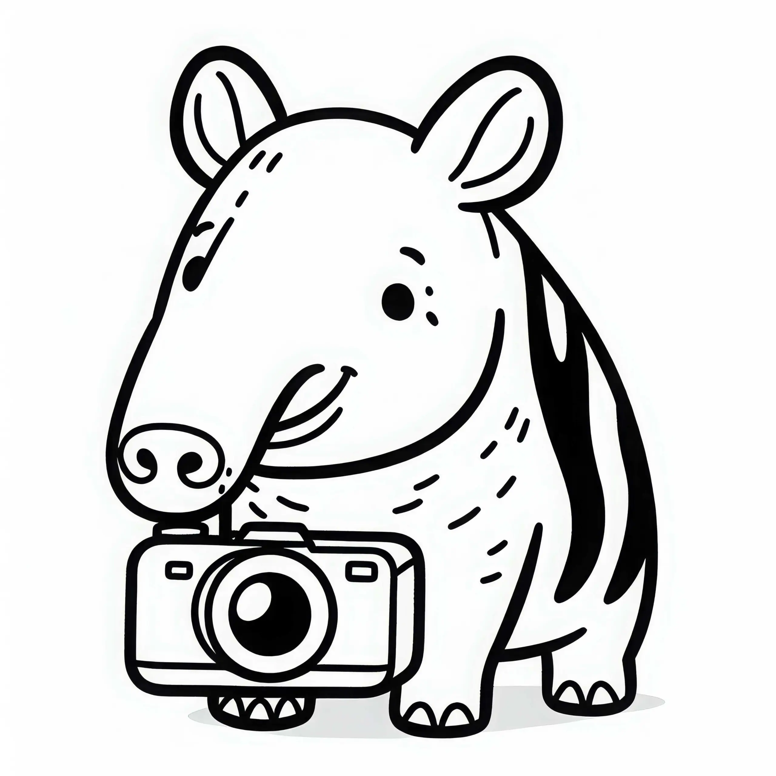 Tapir Malvorlage Einfach Gratis (Ausmalbild)