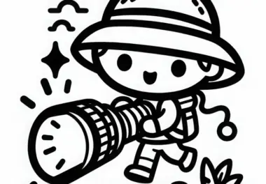 Taschenlampe für Schatzsucher – Ausmalbild einfach kostenlos