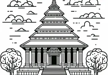 Tempel Malvorlage Gratis – Hochwertiges Ausmalbild für dich