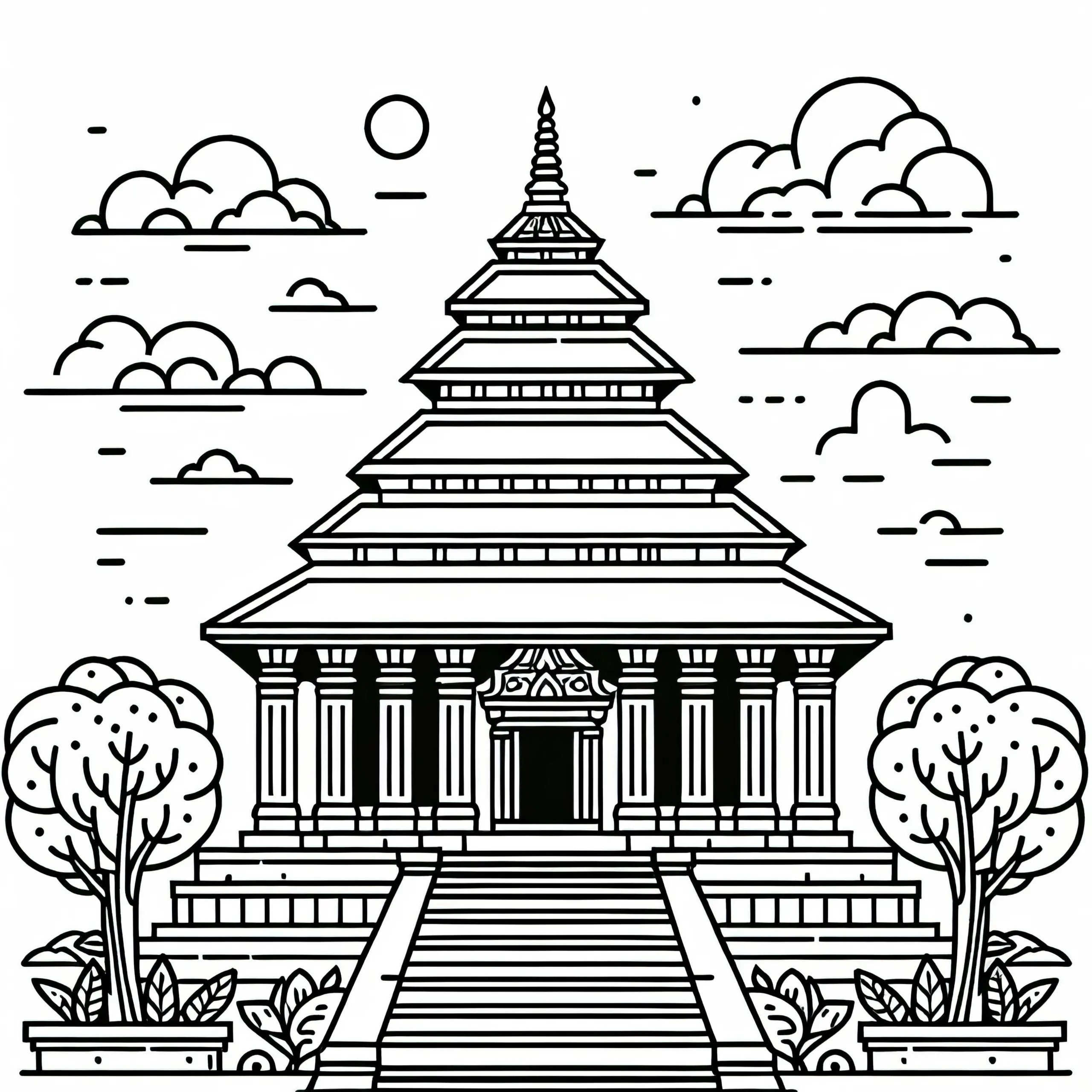 Tempel Malvorlage Gratis – Hochwertiges Ausmalbild für dich