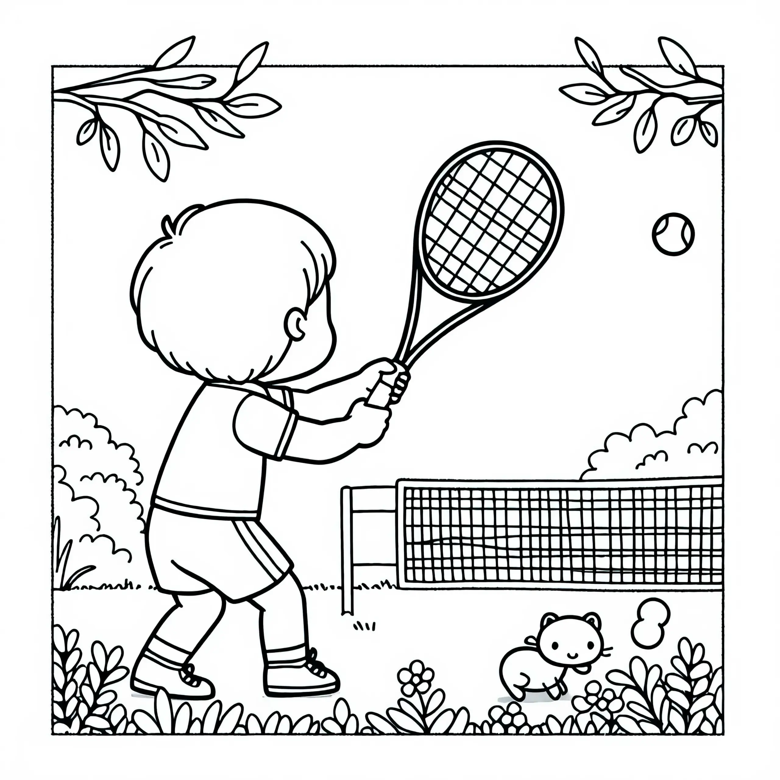 Tennis Spielen Ausmalbild Hobby Kostenlos