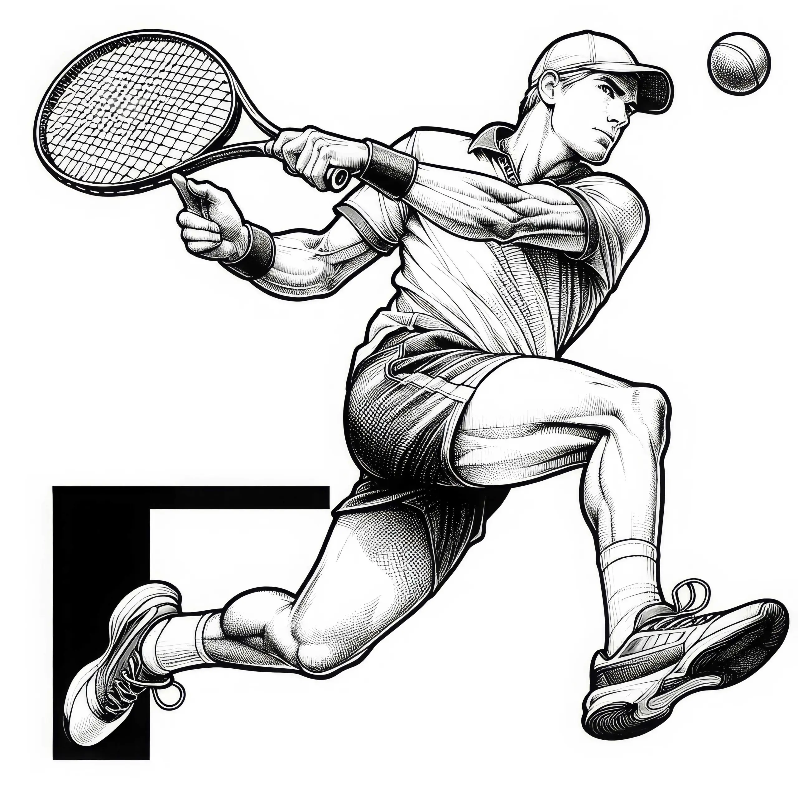 Tennisspieler Ausmalbild – Detailreich und Kostenlos
