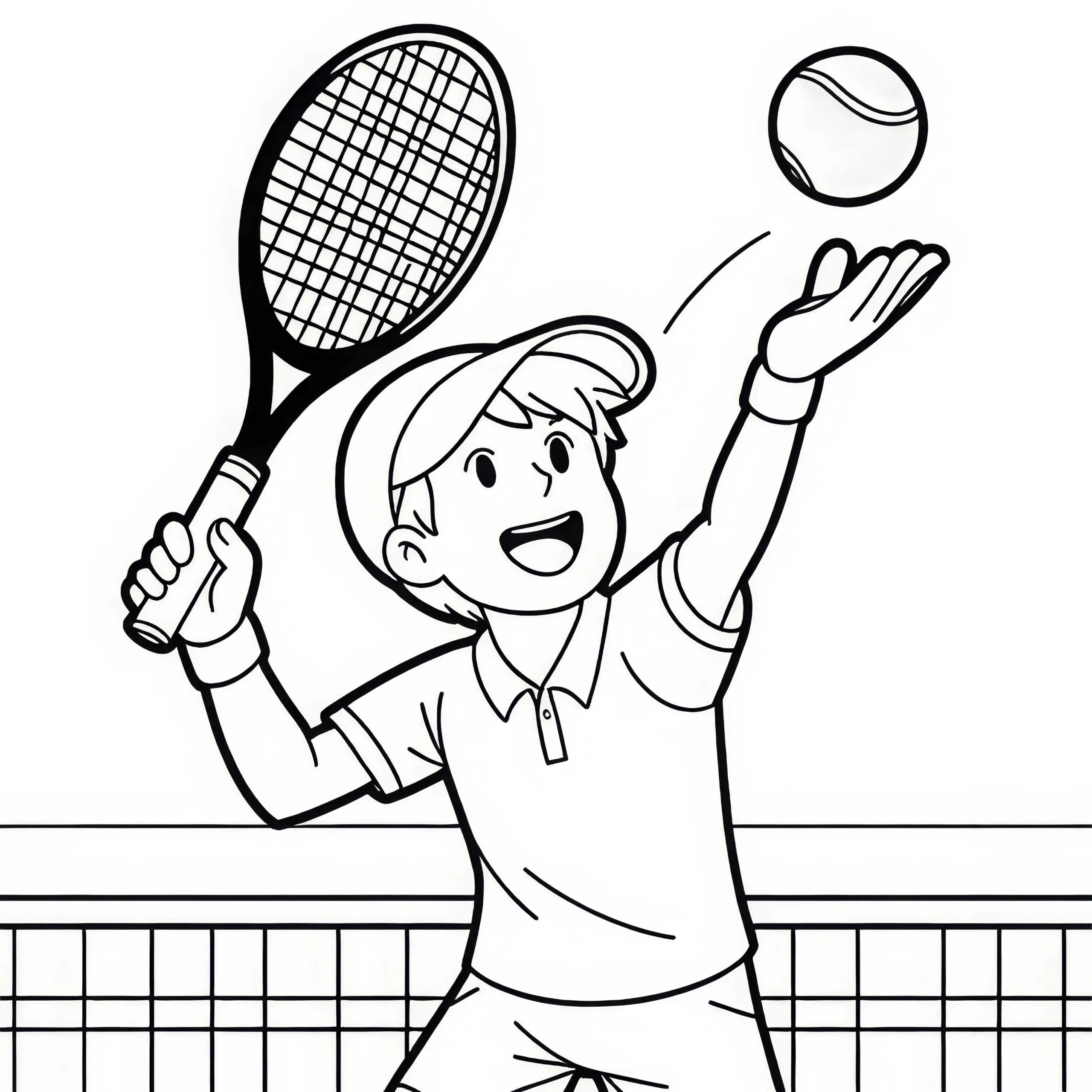 Ausmalbild eines Tennisspielers kostenlos herunterladen