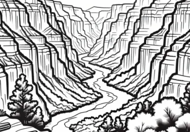 Canyon-Ausmalbilder: Landschaftsmotive kostenlos ausmalen