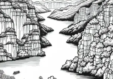 Tiefer Karstsee in Schlucht malvorlage Karstlandschaft gratis