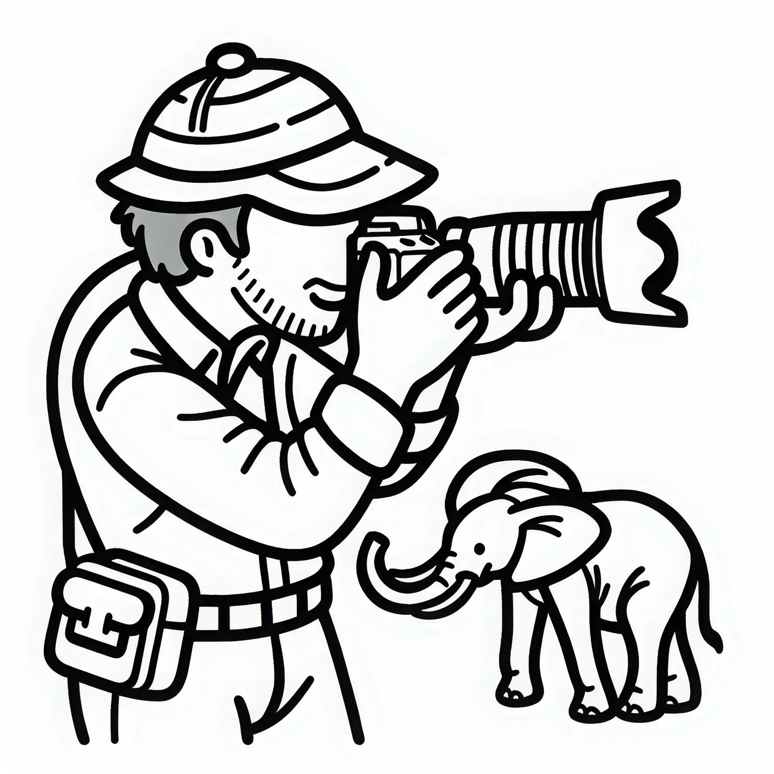 Tierfotograf Malvorlage Gratis Herunterladen (Ausmalbild)