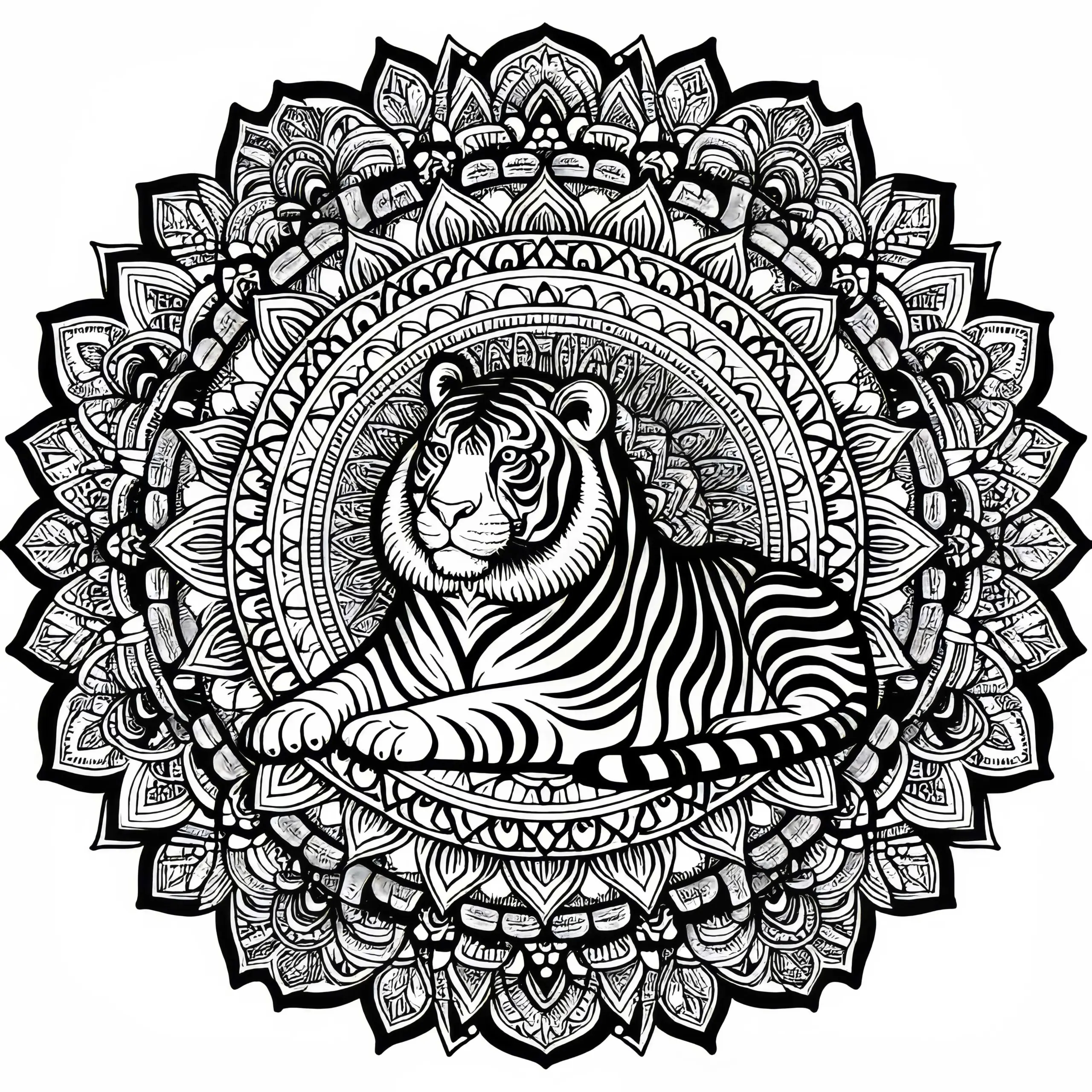 Tiger Mandala Ausmalbild Kostenlos Herunterladen
