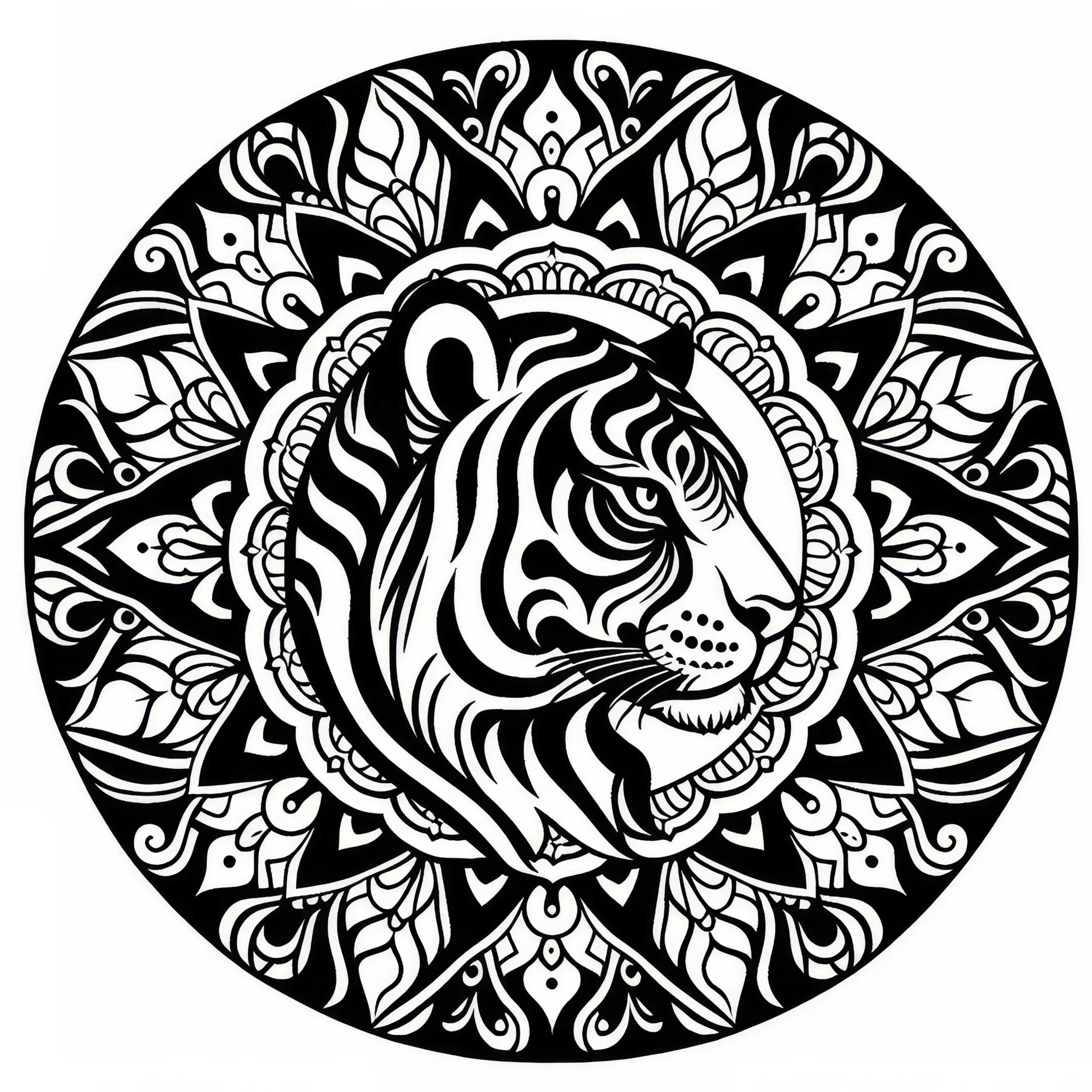 Tiger Mandala Vorlage – Ausmalbild Kostenlos