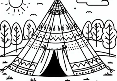 Ausmalbild Tipi Malvorlage Kostenlos zum Herunterladen