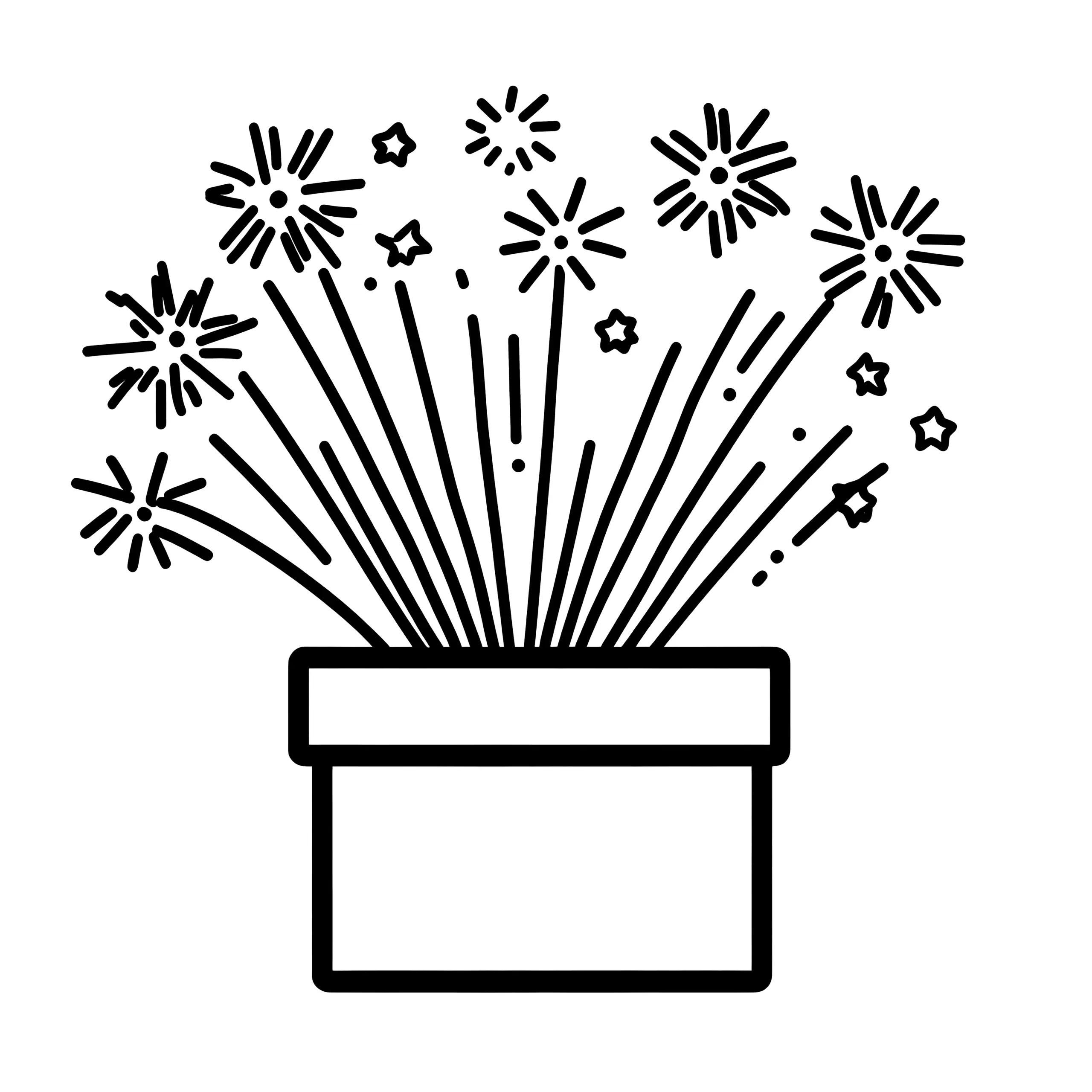 Tischfeuerwerk: einfache Malvorlage für kleine Kinder (Ausmalbild)