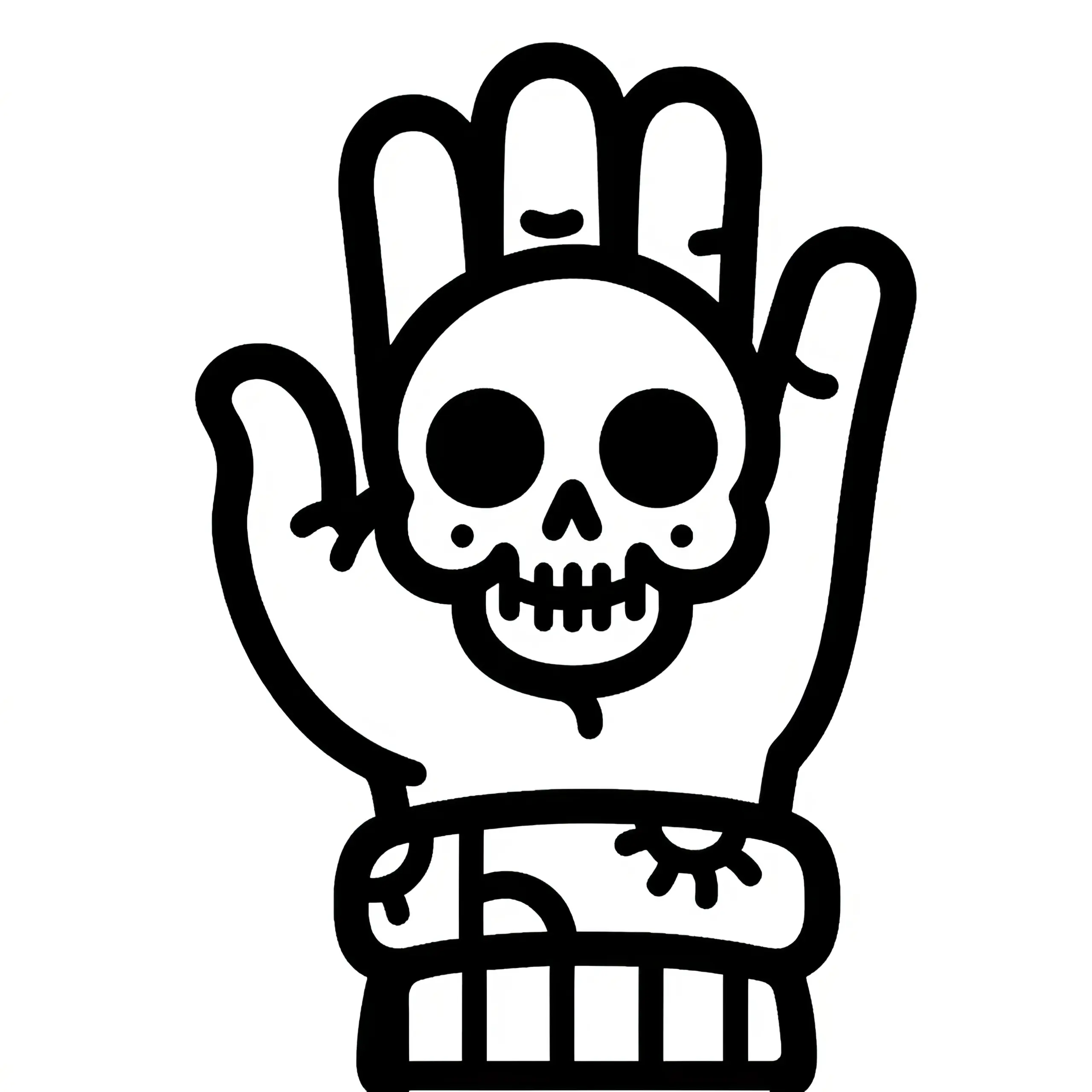 Totenkopf in einer Hand: Halloween Malvorlage zum Download (Kostenlos) (Ausmalbild)