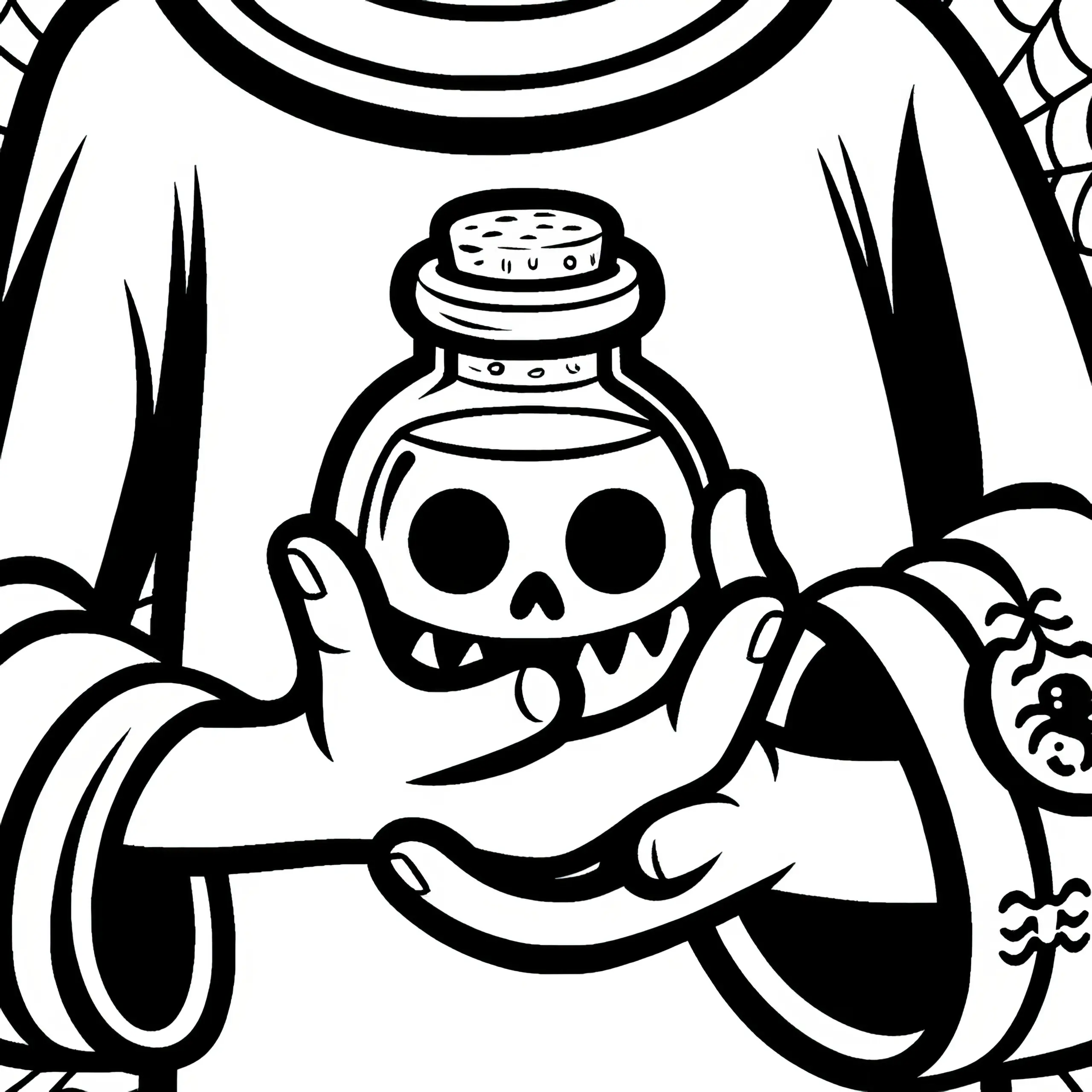 Totenkopf im Glas: Halloween Malvorlage herunterladen (Kostenlos) (Ausmalbild)