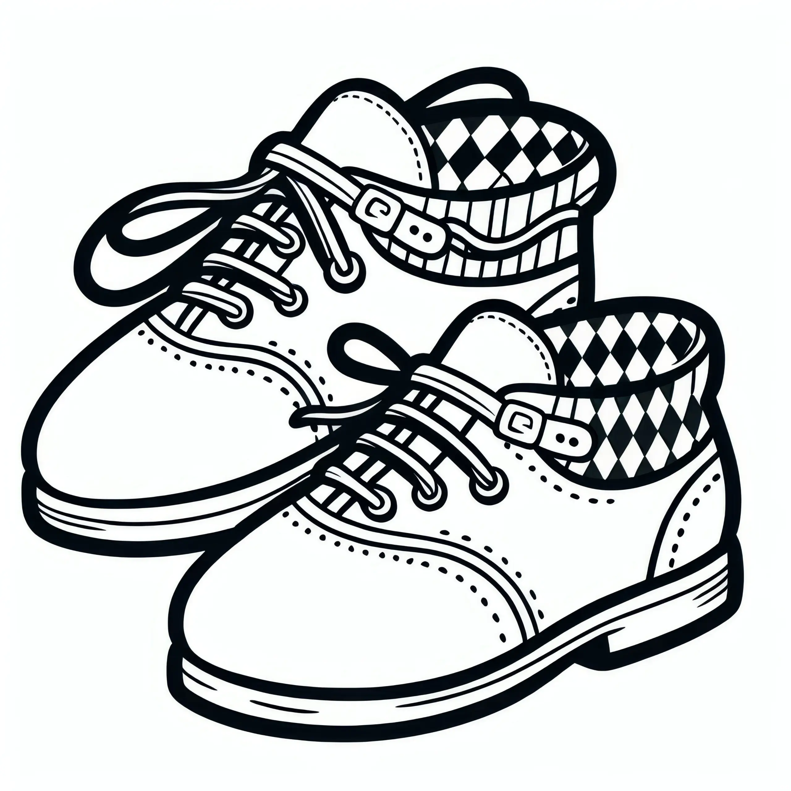 Trachtenschuhe zum Oktoberfest: Einfache Malvorlage (Kostenlos) (Ausmalbild)