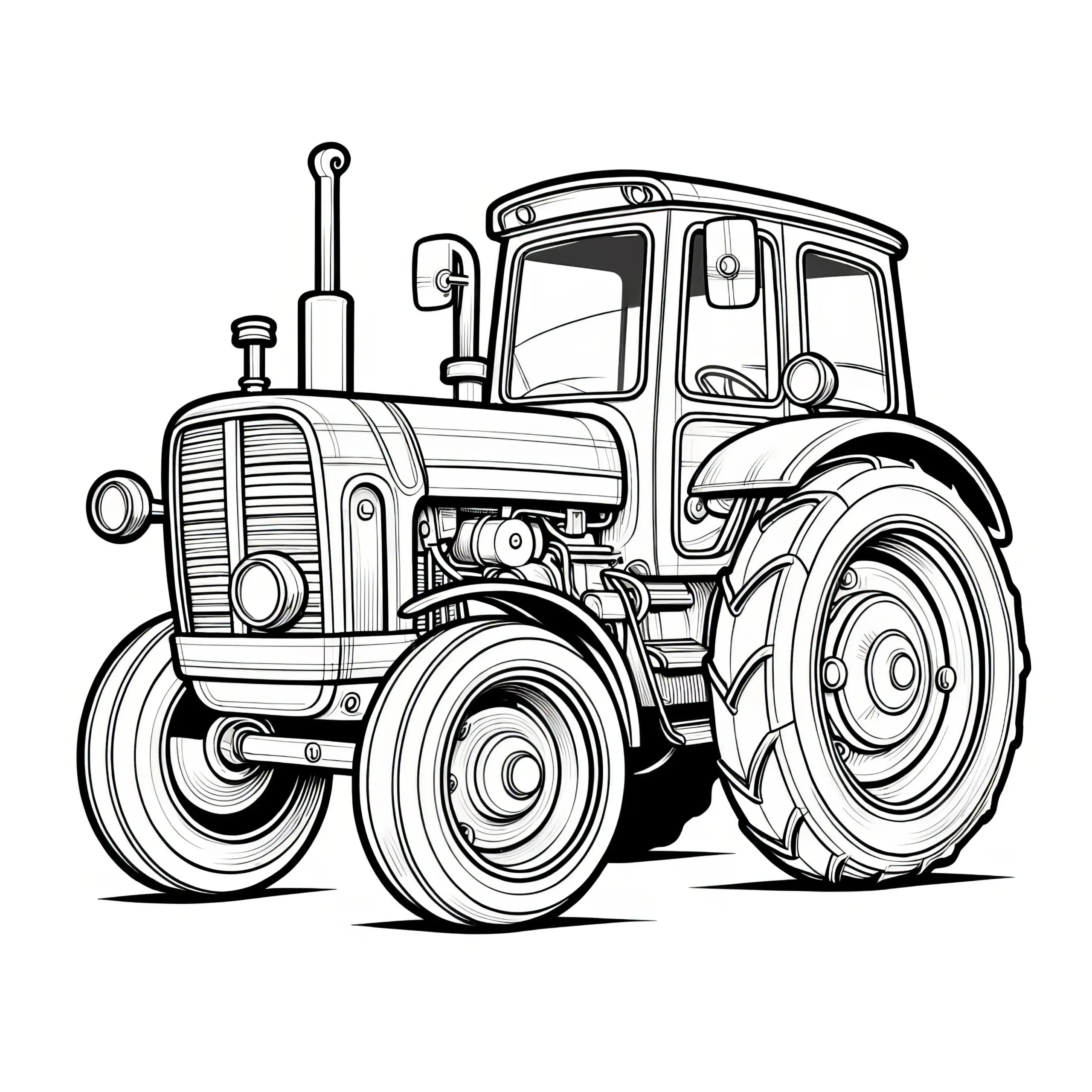 Traktor zum Ausmalen: Komplexes Ausmalbild zum Download (Kostenlos)