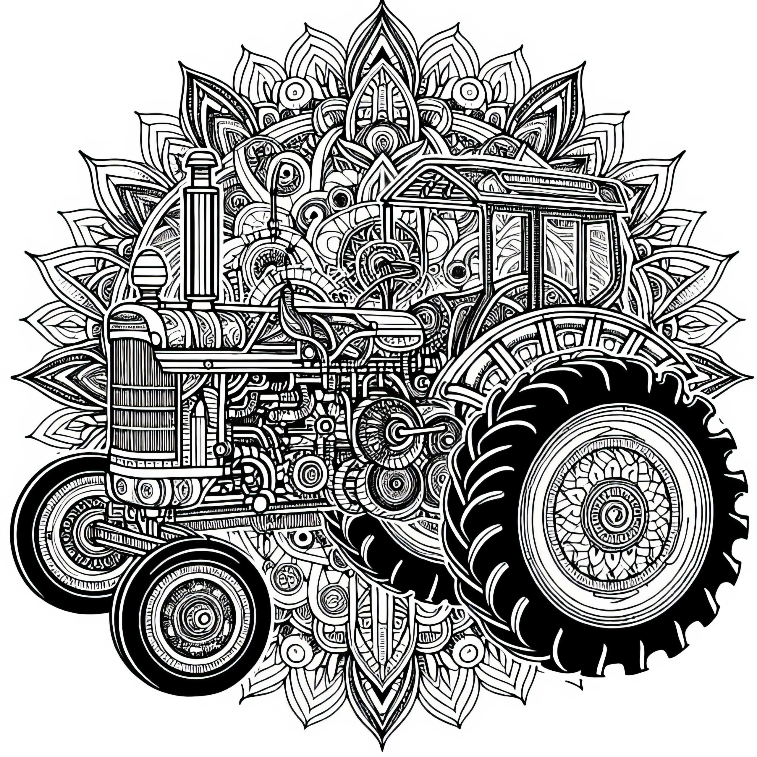 Traktor Mandala Ausmalbild Kostenlos