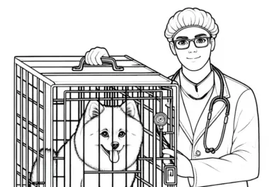 Transportbox für den Tierarzt – Detailreiche Malvorlage zum Ausmalen und Download