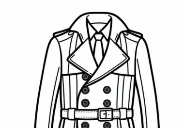 Trenchcoat Ausmalvorlage für Kleidung – Kostenlos Zum Download