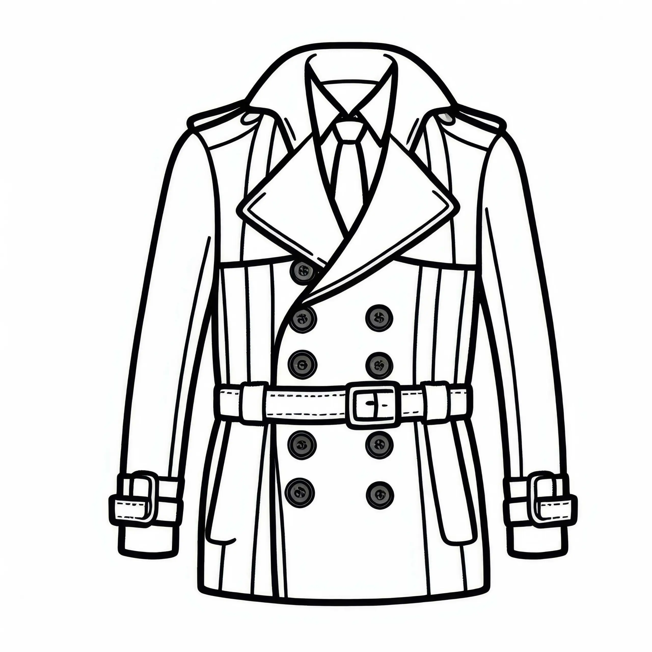 Trenchcoat Ausmalvorlage für Kleidung – Kostenlos Zum Download (Ausmalbild)