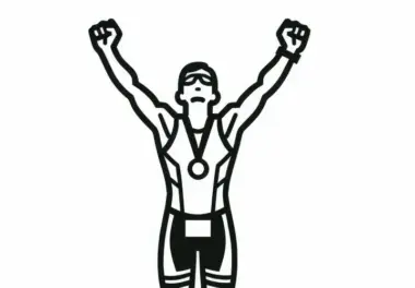 Triathlet feiert Sieg – Malvorlage gratis