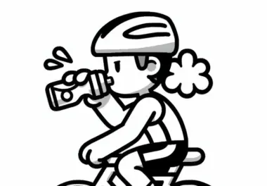 Triathletin trinkt während der Fahrt aus Radflasche – Malvorlage kostenlos
