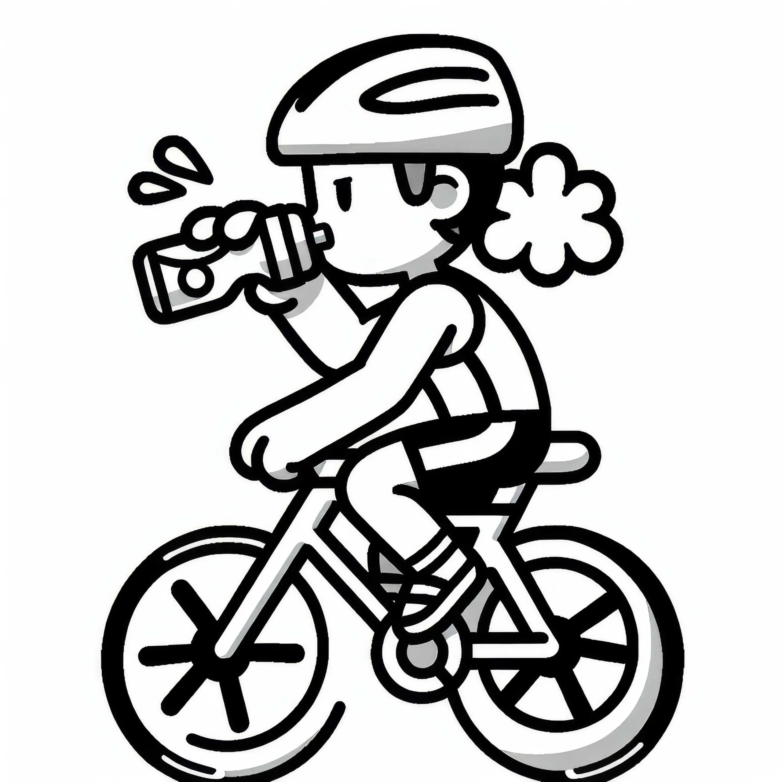 Triathletin trinkt während der Fahrt aus Radflasche – Malvorlage kostenlos (Ausmalbild)