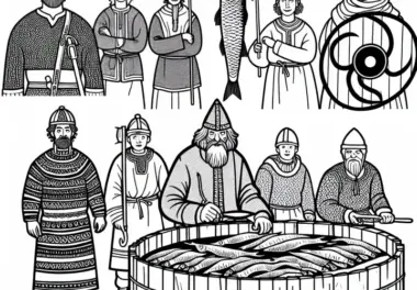 Trocknen von Fisch – Wikinger Ausmalbild kostenlos