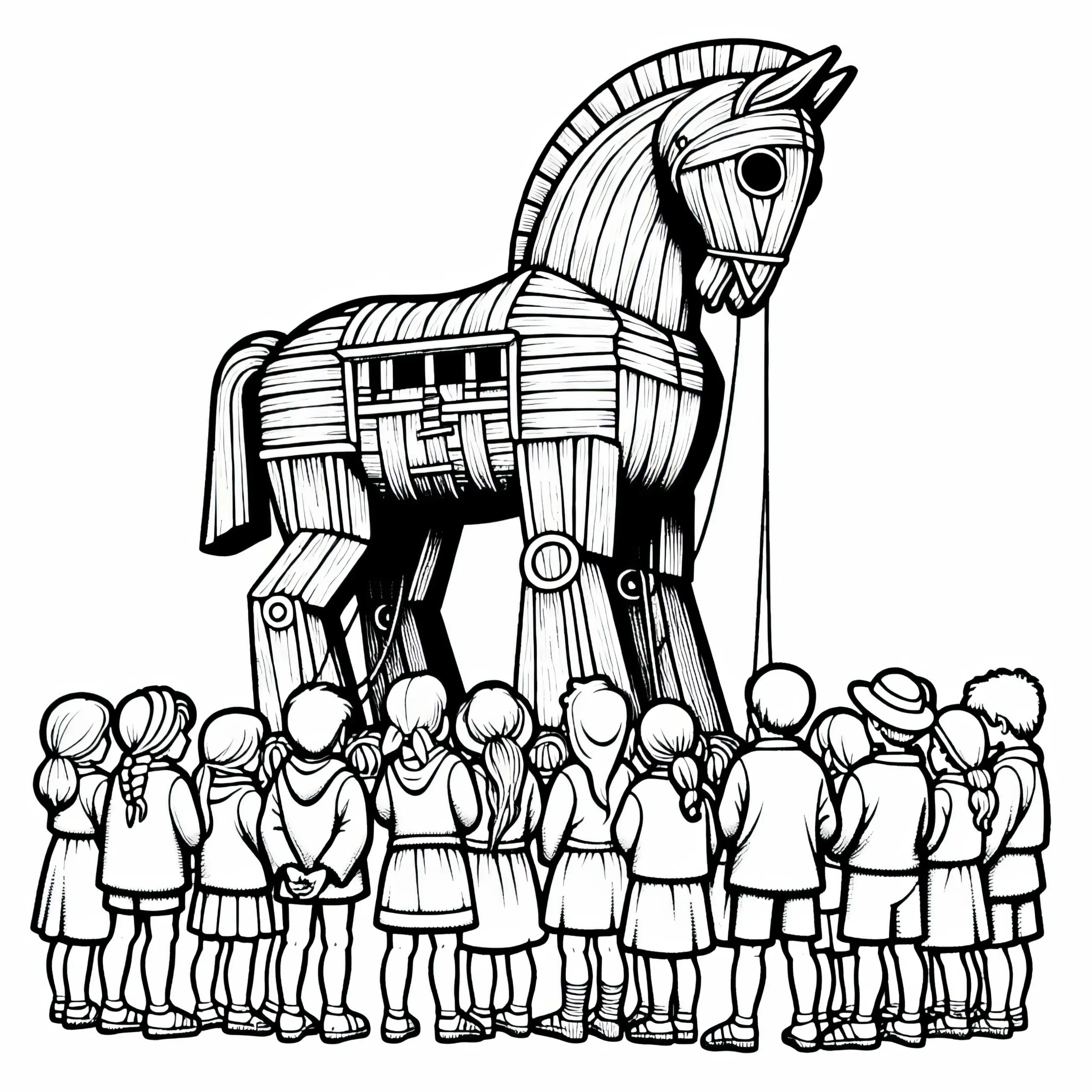 Trojanisches Pferd aus der Odyssee von Odysseus – Kostenloses Ausmalbild