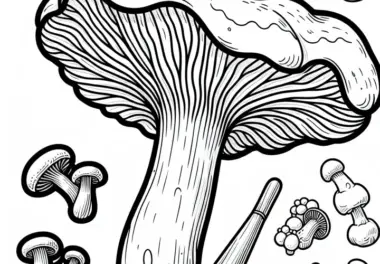 Ausmalbild Trompetenpfifferling – Craterellus Tubaeformis für Kinder und Erwachsene