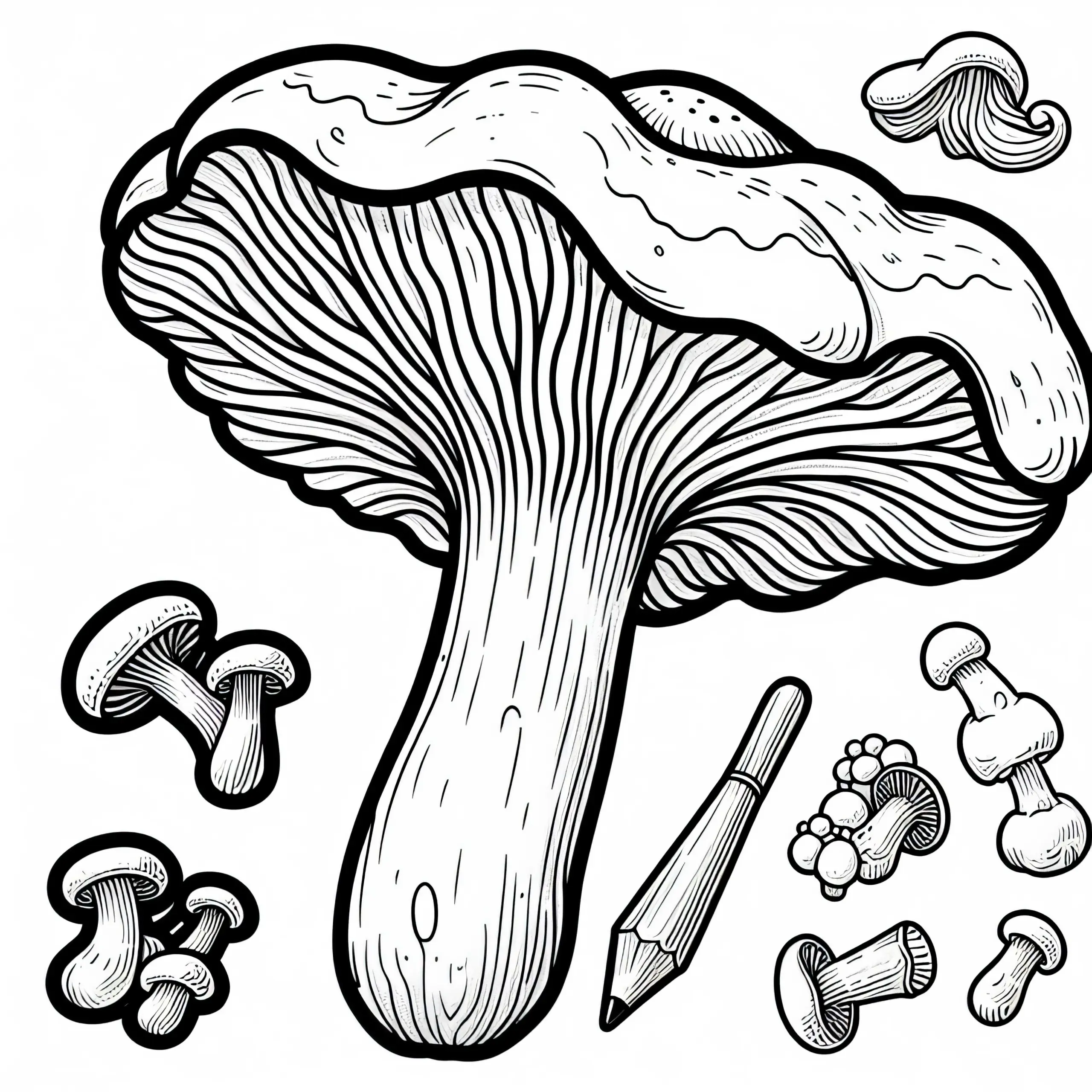 Ausmalbild Trompetenpfifferling – Craterellus Tubaeformis für Kinder und Erwachsene