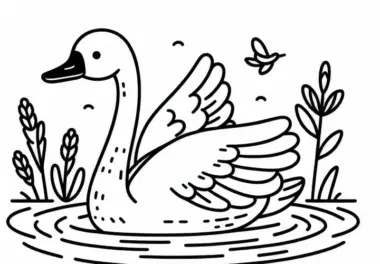 Trompeterschwan – Trumpeter Swan – Vogel Nordamerika – Malvorlage Gratis