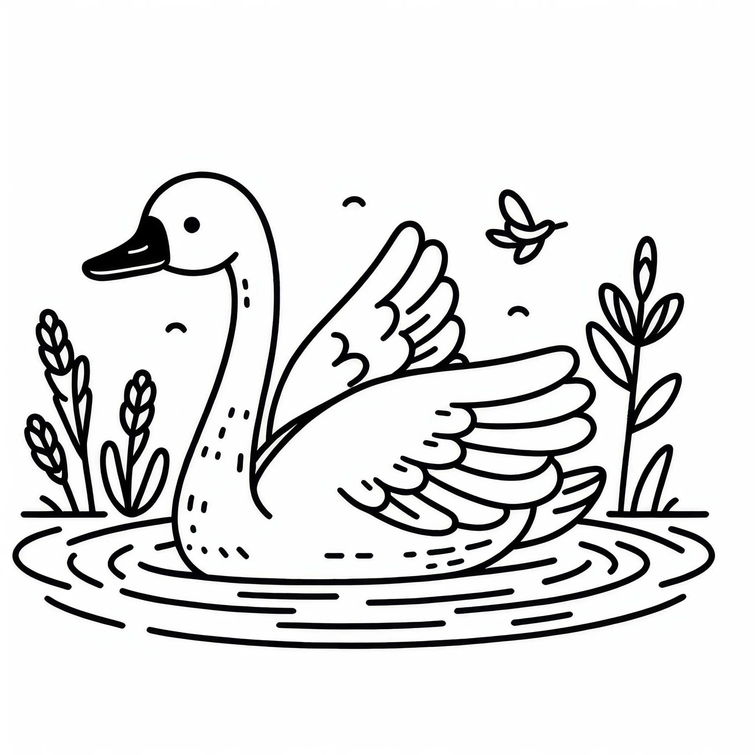 Trompeterschwan – Trumpeter Swan – Vogel Nordamerika – Malvorlage Gratis (Ausmalbild)