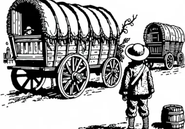 Tross mit Wagen – Malvorlage zum Dreißigjährigen Krieg