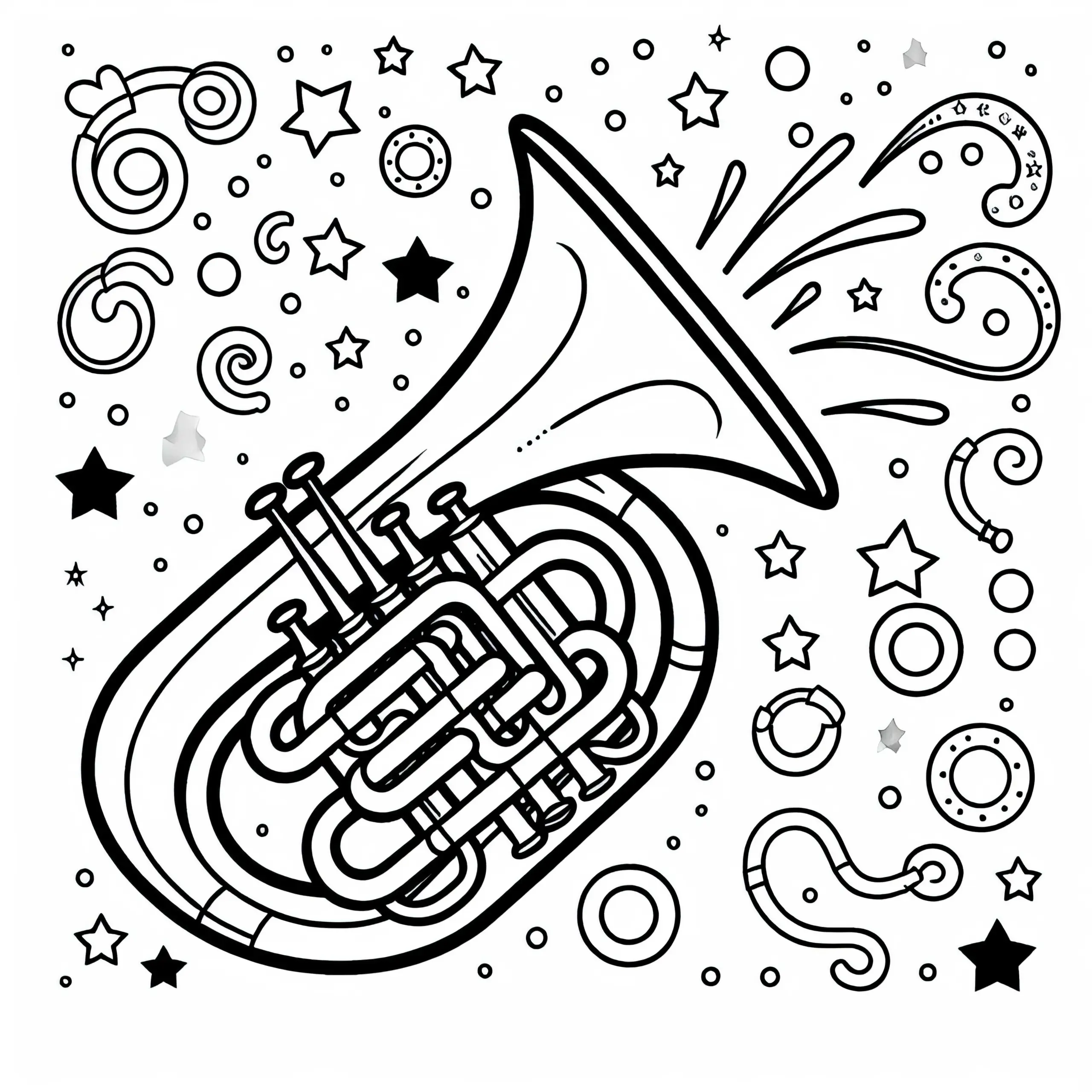 Tuba Malvorlage für Blechblasinstrument kostenlos herunterladen (Ausmalbild)