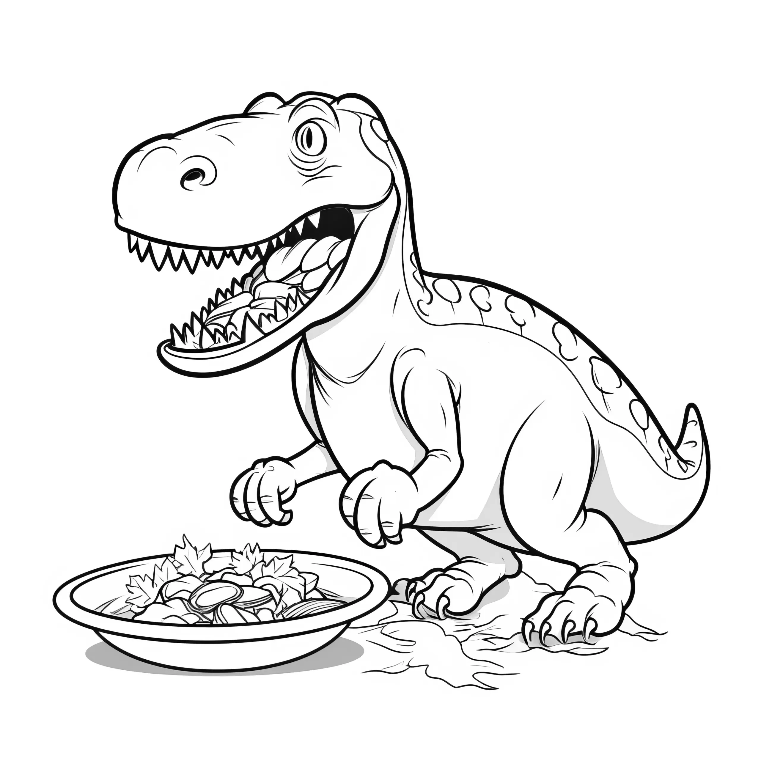 T-rex Ausmalbild mit Futterschale