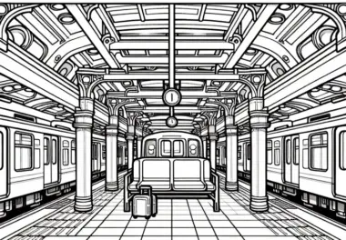 U-Bahn-Station Ausmalbild gratis