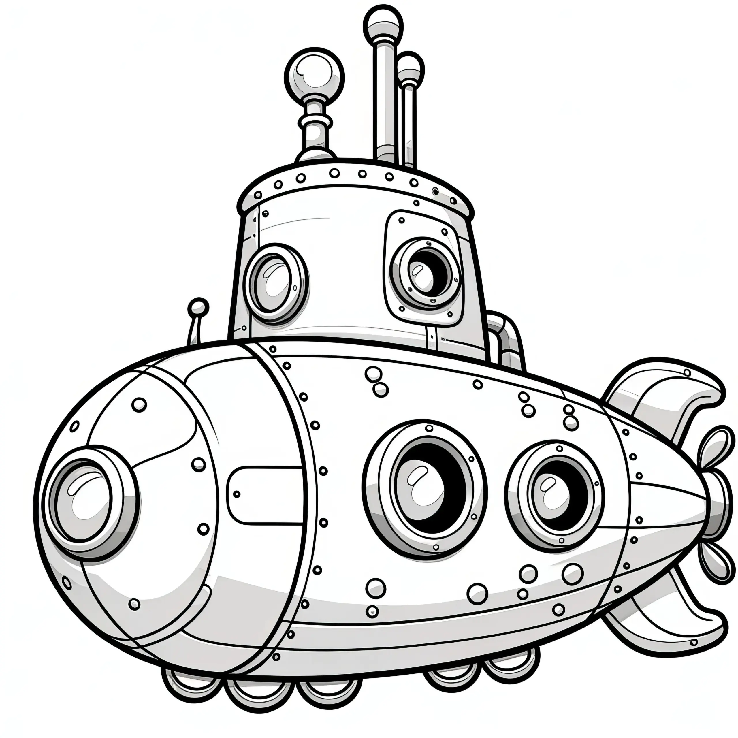 U-Boot: Einfache Malvorlage für Kinder (Kostenlos) (Ausmalbild)