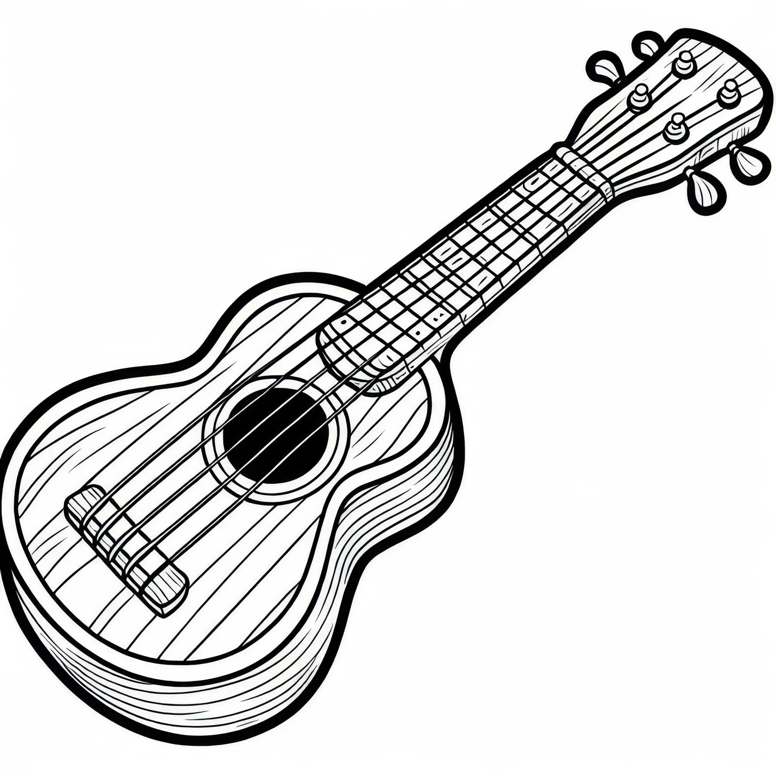 Ukulele Ausmalbild als Zupfinstrument kostenlos herunterladen