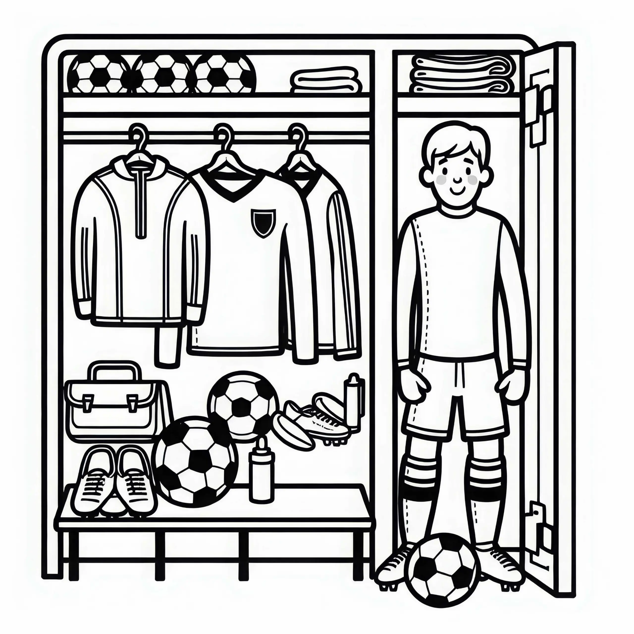 Umkleidekabine von Fußballern Malvorlage Einfach Kostenlos (Ausmalbild)